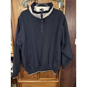 Vantage Navy Pullover, Golf Jacket Size Large With A Zip Off Sleeves